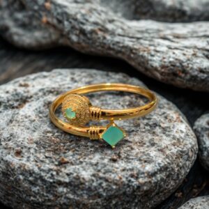 Beautifull Handmade Green Stones Handcuff Made By China Gold 1K