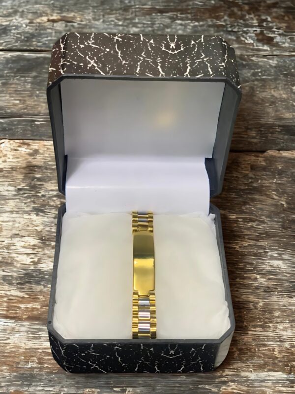 Mens Bracelet Golden And Silver Pure Stainless Steel With Box
